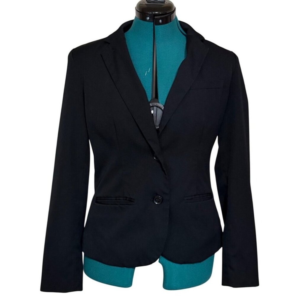 Merona Black Single-Breasted Blazer Jacket Polyester Rayon Blend Women's Size 6
